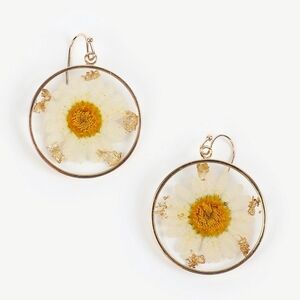 🌼 Maurices Gold Hoop Earrings with White Daisy and Yellow Center